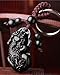 Betterdecor Feng Shui Peach Wood Carved Pi Yao Key Ring Amulet for Wealth (with a Pouch)