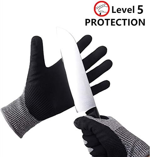DEX SAFETY Cut Resistant Gloves Nitrile Coated Safety Cutting Gloves Level 5 Protection Food Grade for Work, Garden, Kitchen (Medium,Gray)