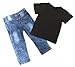 Toddler Baby Boy Clothes Sets Casual Letter Printed T-Shirt Funny Top Tee + Denim Holes Pants Outfits Size 2-3 Years