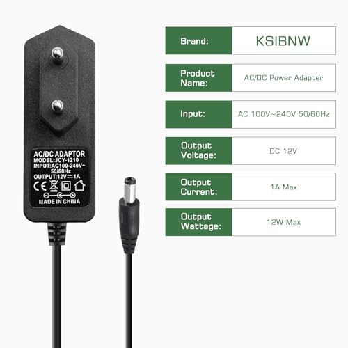 KSIBNW Universal Adapter Transformer DC 12V 1A 12W EU Power Supply AC 100-240V 50/60Hz Power Adapter Transformer Charger Connector Jack 5.5-2.5mm for LED Strip