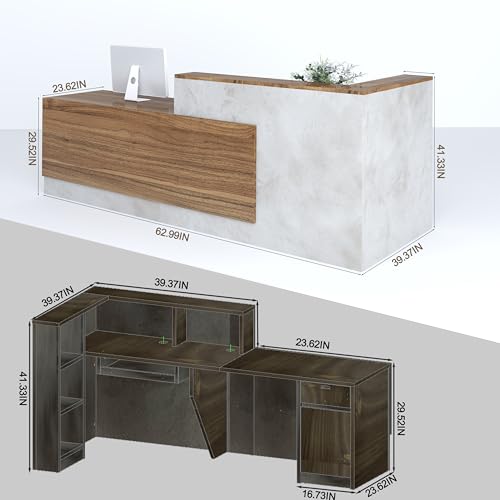 YTElantivo L-Shaped Reception Desk with Counter and