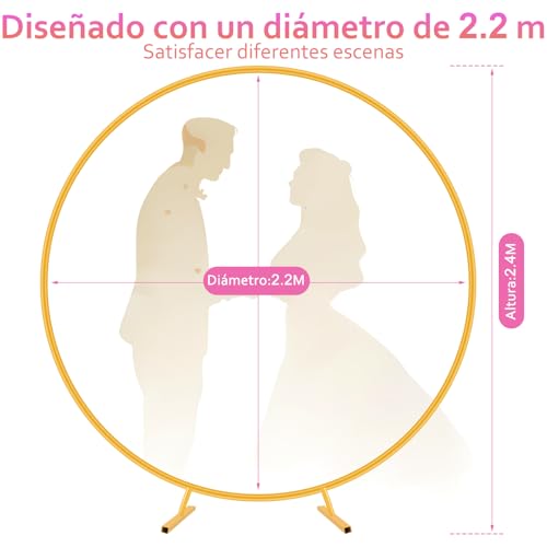 Kit Arco Globos, Kit de Arco para Globos Redondos(2.2M), Marco Circular de Globo con Base Rellenable, Aro Metálico para Globos de Gran Tamaño para Fiesta de Cumpleaño,Boda,Despedida Soltera,Graduación