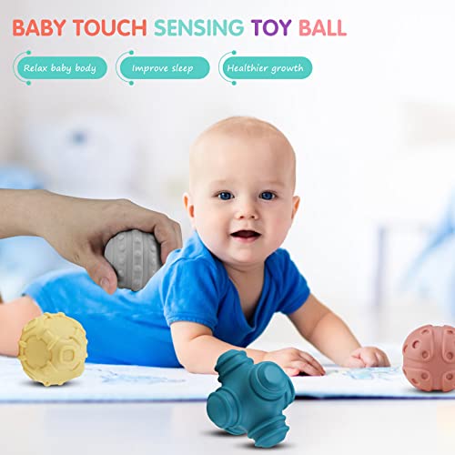 ATKSUNIEE Baby Soft Textured Ball Set,Sensory Ball Toys,Sound&Bath Toys
