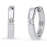 BERRICLE Sterling Silver Gold Flashed CZ Small/Large Statement Hoop Earrings for Women, Minimalist Simulated Diamond Cubic Zirconia Trendy Huggie Earrings - Bar, Double Row, Inside-Out Designs