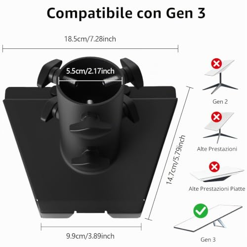 Starlink Gen 3 Tube Adapter, Starlink Gen 3 Pole Mount 28-54mm, V3 Roof Mounting Plate, Compatible with Standard Antenna, Tube Not Included