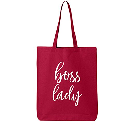 boss lady Cotton Canvas Tote Bag in Red - One Size