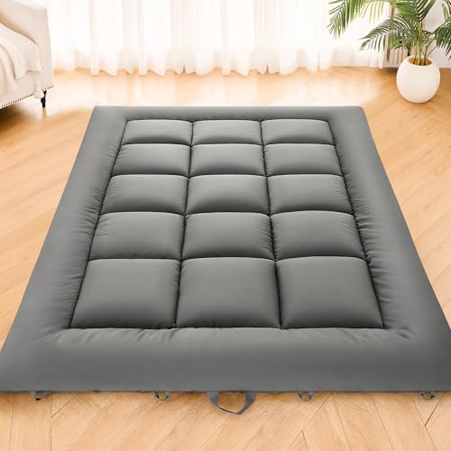 DOWNSTORIA Japanese Floor Mattress, Foldable Futon Mattress Tatami Mat with Handles, Portable Roll Up Tatami Sleeping Mat, Guest & Camping Floor Bed for Adults, Twin Size, Grey(39x80)