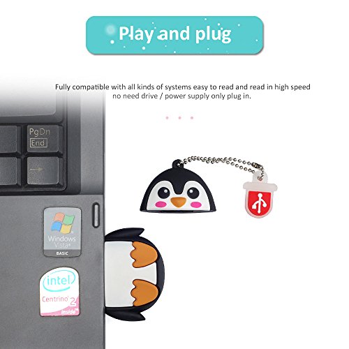 leizhan Character Flash Drive 16GB Pen Drive with Chain Penguin Memory Stick