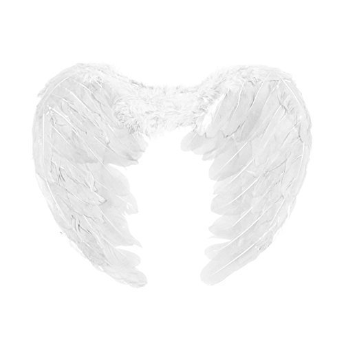 Robelli Kids Feathered Fancy Dress Angel Fairy Cherub Wings (White)