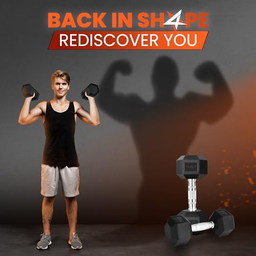 Yes4All Encased Hex Dumbbells Pair, Chrome or Rubber Grip Anti-Slip Hand Weights 10-30 LBS