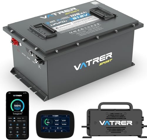 VATRER POWER 48V 105Ah LiFePO4 Batterie für Golfwagen & UTV, Metallgehäuse