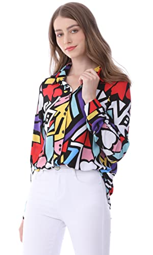 Dressy Blouses for Women Fashion, Casual Long Sleeve Button Down Shirts Tops(Mix Colors,Small)