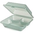 G.E.T. EC-09-1-JA-EC 3-Compartment Take-Out Food Container, 9" x 9", Jade (Set of 4)