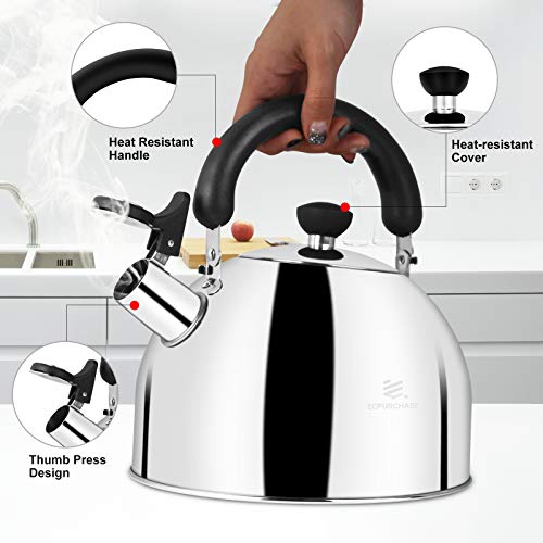 Tea Kettle Stovetop Whistling Tea Pot, Stainless Steel Tea Kettles Tea