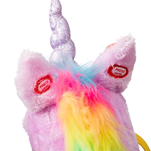 HollyHOME Plush Unicorn Stick Horse with Wood Wheels Real Pony Neighing