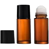 2 Pcs Brown Glass Essential Oil Roller Bottles Refillable Roll on Empty Deodorant Bottle Roller Ball Applicator,Containers Ro