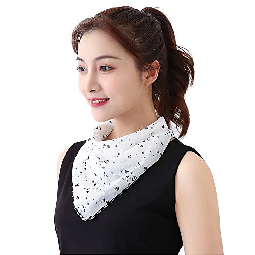 Outdoor Women\'s Sun Protection Anti-Dust Bandanas Cycling Chiffon Face Cover Multifunctional Scarf Mask (White-Heart)
