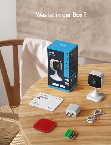 GNCC 2K 3MP Indoor WiFi Camera with Night Vision 2.4/5GHz, Kit 4 | Baby Monitoring, Motion Detection, Two-Way Audio, App Control, SD Storage and Cloud