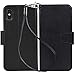 Arae Case for iPhone X/Xs, Premium PU Leather Wallet Case [Wrist Straps] Flip Folio [Kickstand Feature] with ID&Credit Card Pockets for iPhone X (2017) / Xs (2018) 5.8 inch Black
