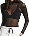 CLOZOZ Women's Long Sleeve Short Sleeve Sheer Mesh Tops Sexy See Through T Shirts Clubwear