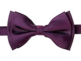 Retreez Solid Matte Color Woven Microfiber Pre-tied Boy's Bow Tie - Dark Purple - 4 - 7 years