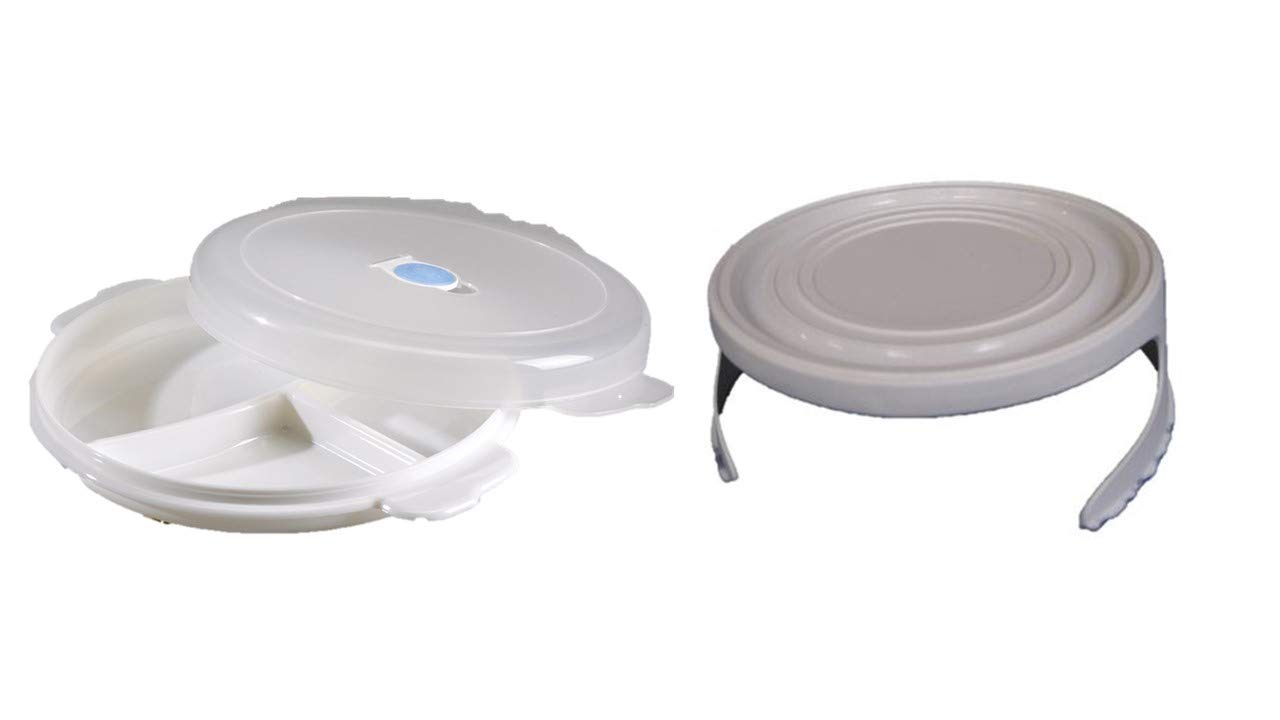 1 Microondas Plato con Tapa y Purgado de aire Color blanco + ...