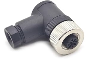 FOWIUNYE M12 4 Pin Female Connector, 12mm A Code Industrial Circular Connector IP67 Right Angle Type Adapter Field Assembly Wireable Sensor Unshiled 250V 4A AC/DC Connector for PG7