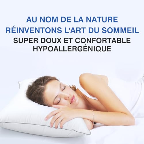 TESQ Luxury Feather Pillow 60 x 60 cm with Triple Layer Comfort Pillow, Premium Hygienic Down Pillow, Soft Filling 100% Soft Pillow, Washable and Friendly