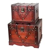 Vintiquewise(TM) Old Style Treasure Chest/Box, Set of 2