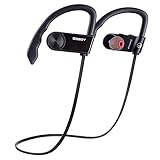 Hapyia Bluetooth Headphones with Carrying Case, Wireless Headset Sweatproof Sports Earbuds for Running Gym Exercise, 10H Talking Time and 8H Music Time (Black)