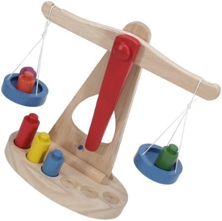 Toy Balance Scale with Wooden Weights