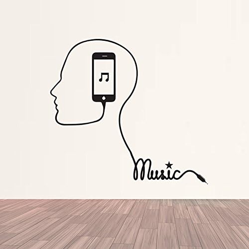 Hoopoe Decor 'Man Music' Wall Sticker (Vinyl, 56 cm X 0.2 cm x 51 cm, Black) - HDWS-0472-BX