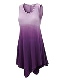 LL Womens Sleeveless Boho Tie-Dye Ombre Tunic Tank Top - Made in USA