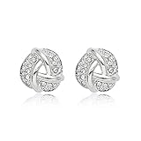 FM42 Silver-tone Pave Clear Crystal Love Knot Style Stud Earrings 12mm E190