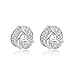 FM42 Silver-tone Pave Clear Crystal Love Knot Style Stud Earrings 12mm E190