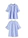 Romwe Women's Cute Blouse Short Sleeve Summer Tunic Top Blue M