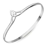 Chuvora 925 Sterling Silver Open Triquetra Trinity Triangle Celtic Knot Symbol Unisex Bangle Bracelet 8.5