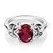Gem Stone King 925 Sterling Silver Red Created Ruby Ring For Women (2.00 Cttw, 9X7MM Oval, Available In Size 5,6,7,8,9)