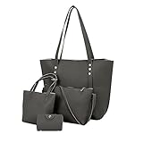 Clearance!! 4 Pcs Womens Fashion Bags Women Leather Shoulder Bag+Crossbody Bag+Handbag+Wallet (Dark Gray)