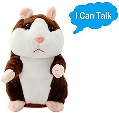 Aparts 1 pcs Electronic Talking Hamster Plush Toy Repeat What You Say Lovely Doll for Baby Kids Birthday Gift Xmas Gift, Dark Brown