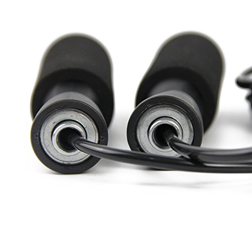 Adjustable Jump Rope with - Cardio Jumping Rope for Men, Women, and Children of All Heights and Skill Levels (Black