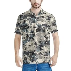 HUGS IDEA Colorful Camo Men's Golf Shirts Dry Fit
