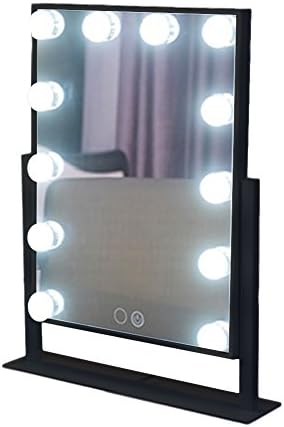 TrendSpotter Lighted Makeup Vanity Mirror Hollywood Style for Tabletop with LEDs &amp; Dimmer USB Powered Black