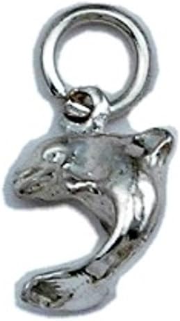 12.5mm Genuine .925 Sterling Silver Swimming Dolphin Charm