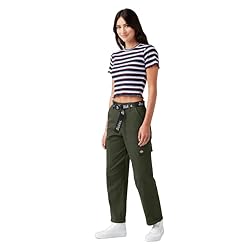 Dickies Women's Cropped Cargo Pant, Olive Green, 29