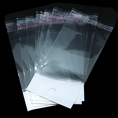 Clear Self Adhesive Plastic Hanging Bags Cello Cellophane Transparent Poly Pouch Flat Resealable Packaging Craft Jewellery Storage Packing with Hang Hole (3.1x6.7 inch (8x17cm), 3000 Pieces)