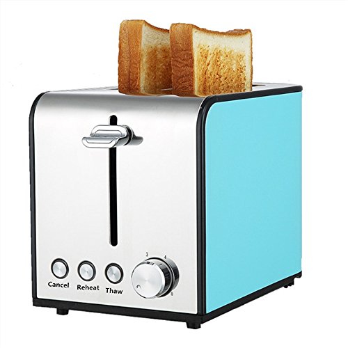 2-Slice Fully Automatic Toaster Stainless Steel With Dust Cover 3.8Cm Extra Wide Slots Removable Crumb Tray Auto Shut-Off High Lift Lever,Blue