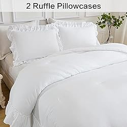 Andency White Comforter Set Queen Size, Lightweight