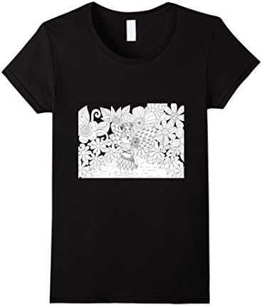 Womens Fairy #10 in a Lake - Color Your Own Colorific Tees Design Small Black