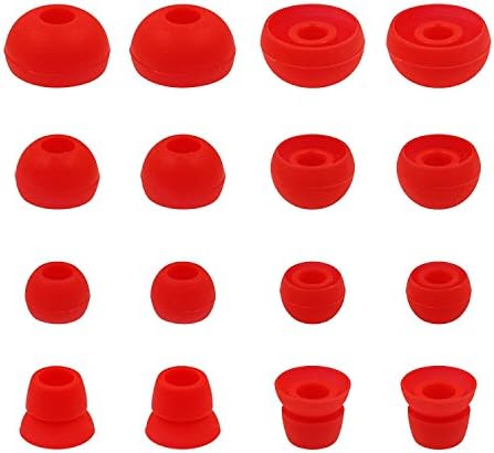 Eartips Ear Tip for Powerbeats 2 Wireless Headphone Replacement,8 Pair with Double Flange and Small Medium Large Size,BLUEWALL Comfortable Soft Silicone Earbuds Ear Gel Ear Bud for Powerbeats2, Red